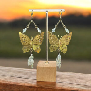 Earrings – Butterfly with Prehnite Stone